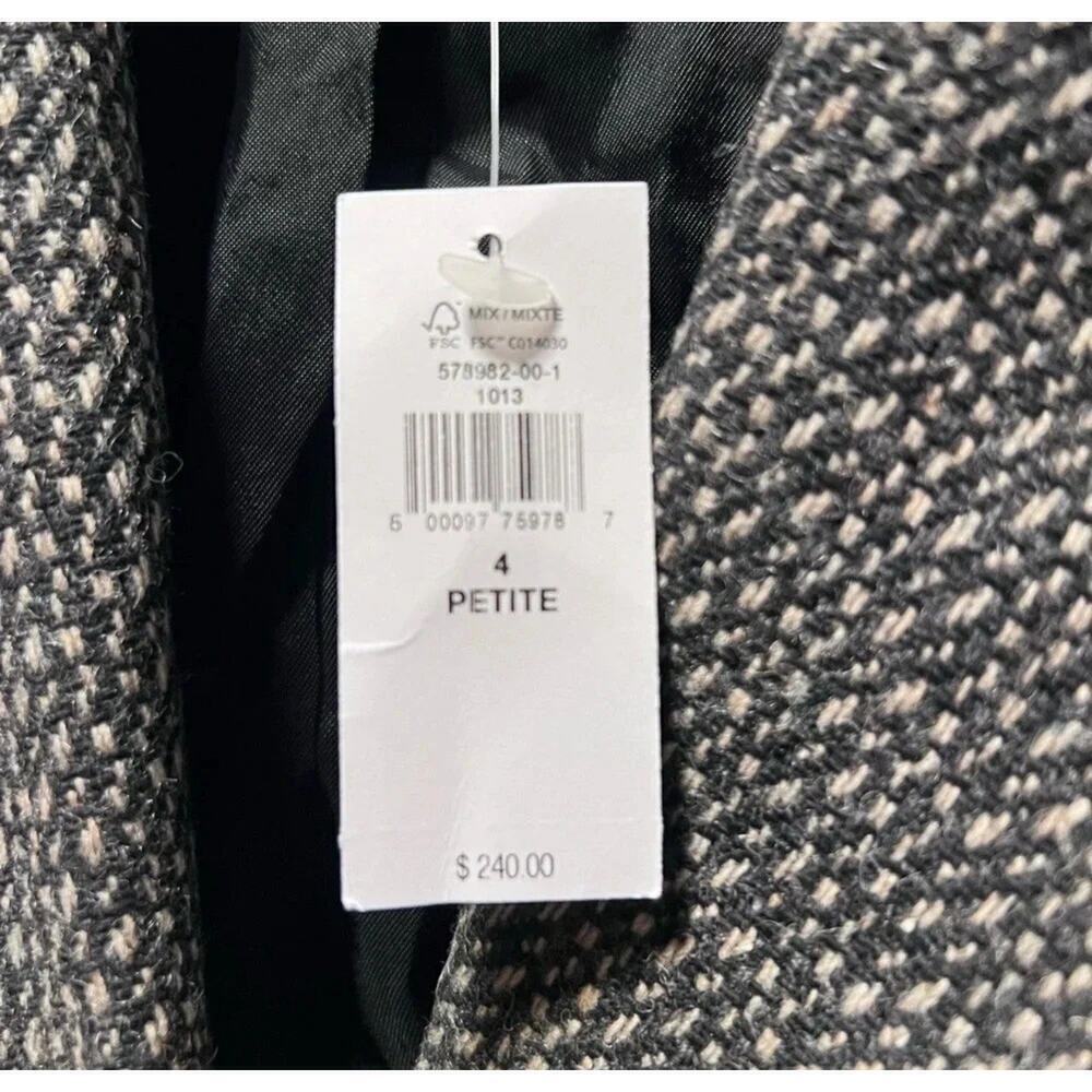 NWT Banana Republic size 4 Wyldee tweed blazer black & stone wool blend lined - Picture 5 of 8